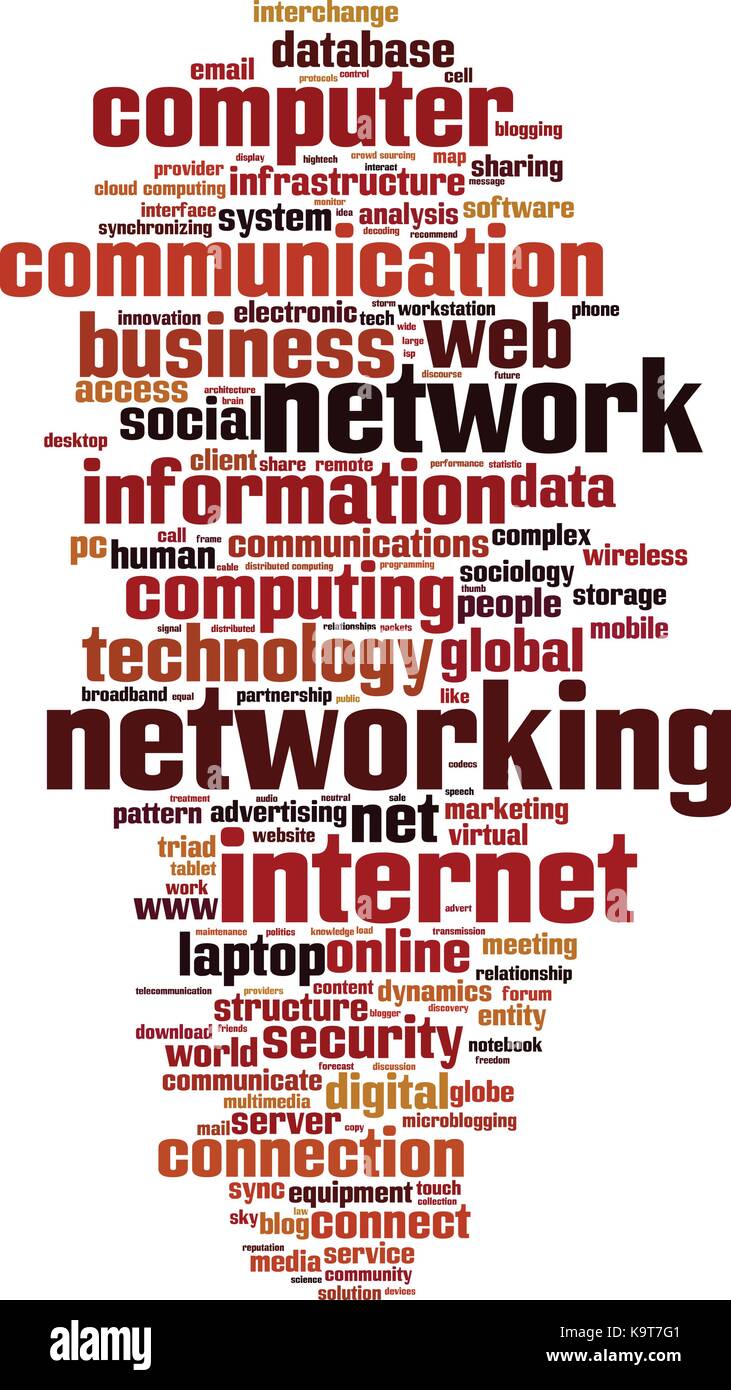 Networking word cloud Konzept. Vector Illustration Stock Vektor