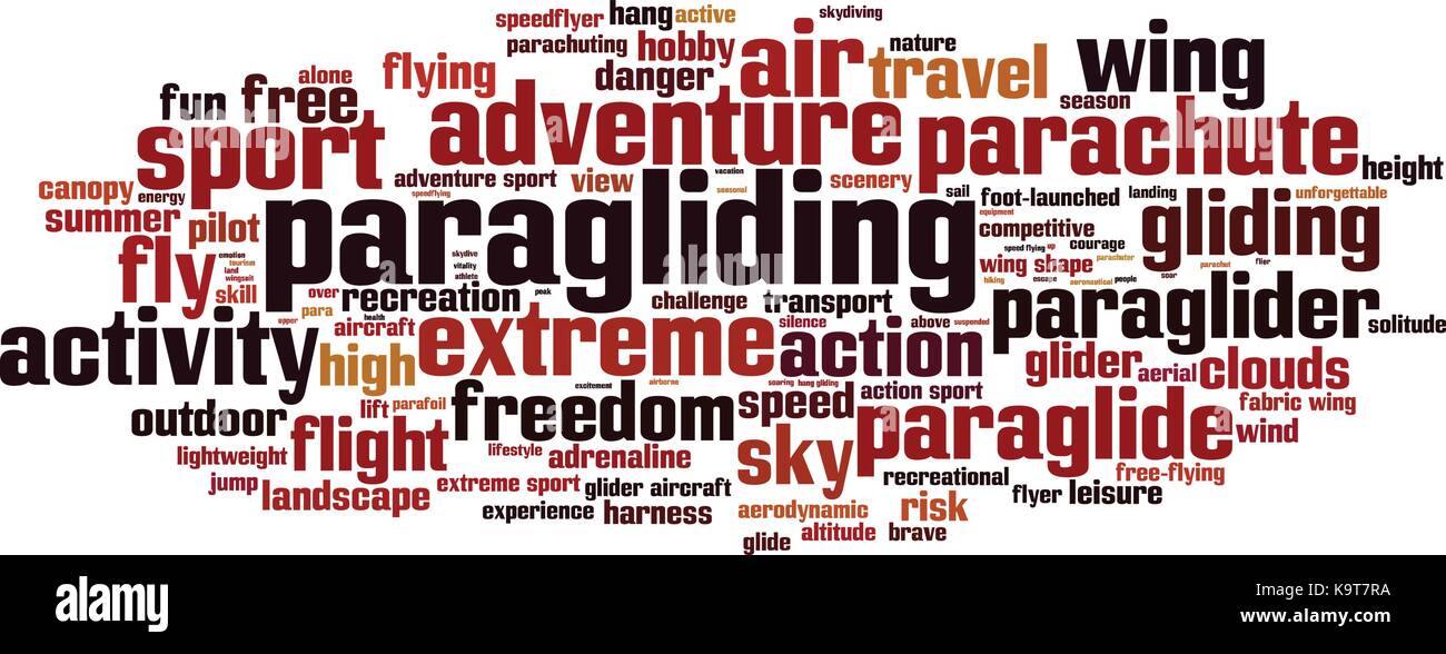 Paragliding Wort cloud Konzept. Vector Illustration Stock Vektor