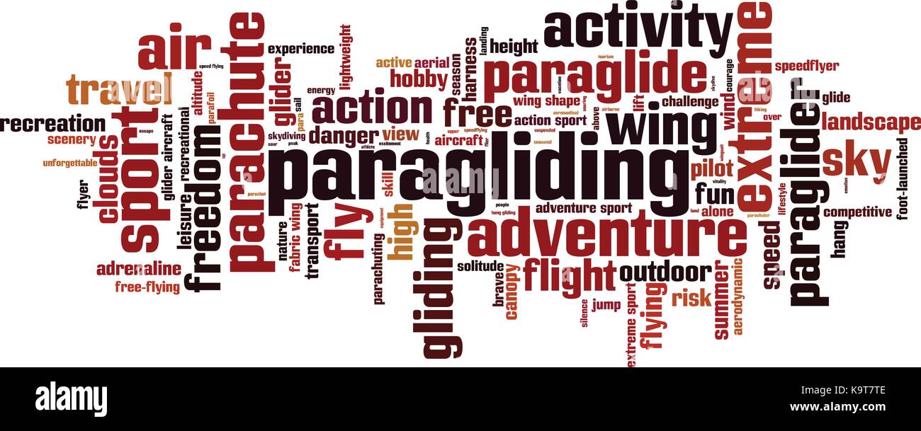 Paragliding Wort cloud Konzept. Vector Illustration Stock Vektor