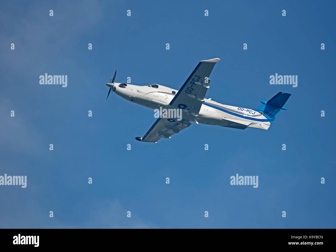 Pilates pc 12 ng Abflug vom Flughafen Inverness in Schottland. Stockfoto