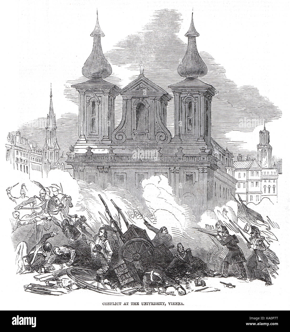 Konflikt an der Universität Wien, der Österreichischen Revolution von 1848 Stockfoto