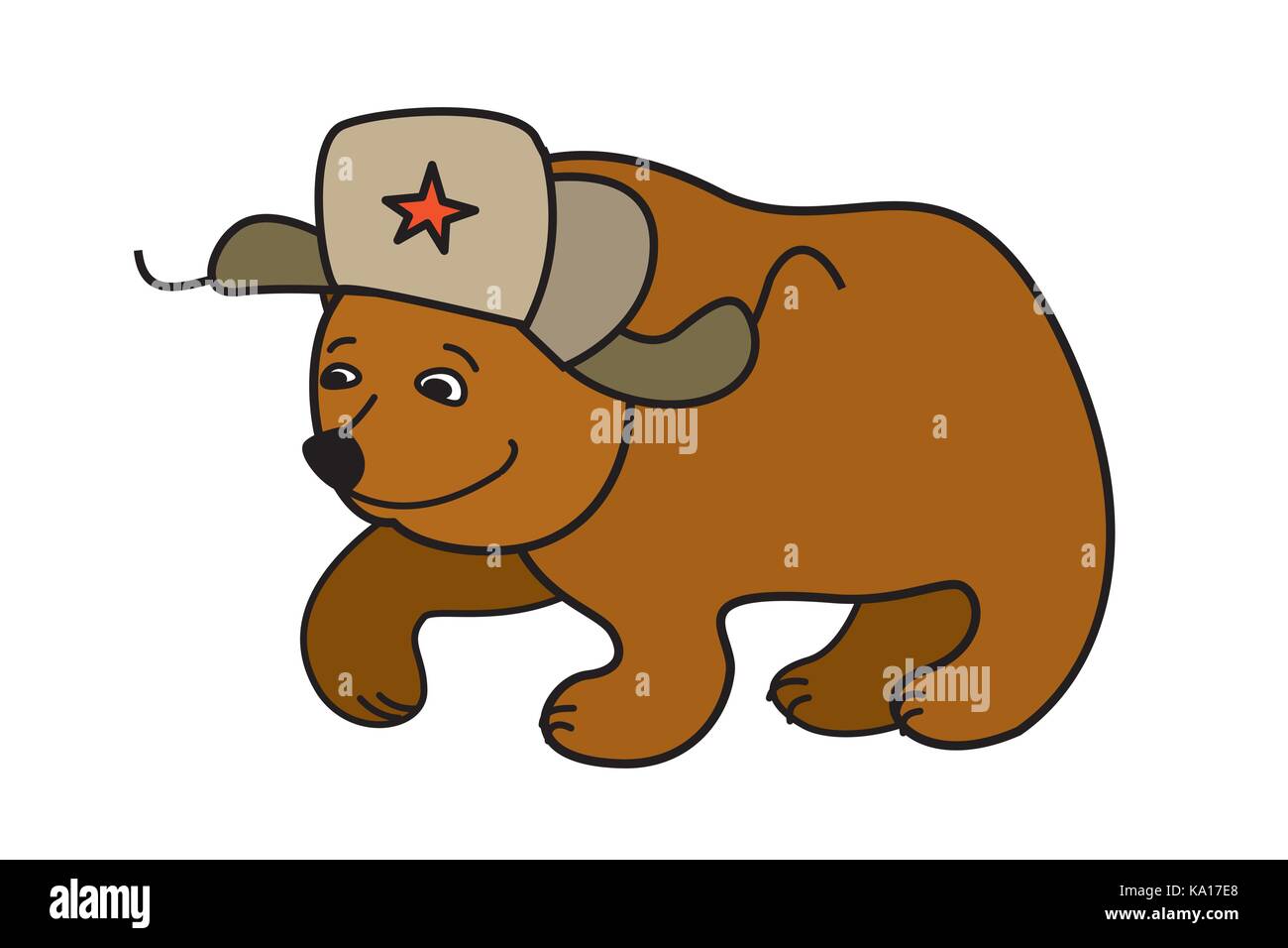 Cartoon tragen Tragen eines russischen Hut Ohrenschützern, auf weißem Hintergrund, Vektor Stock Vektor