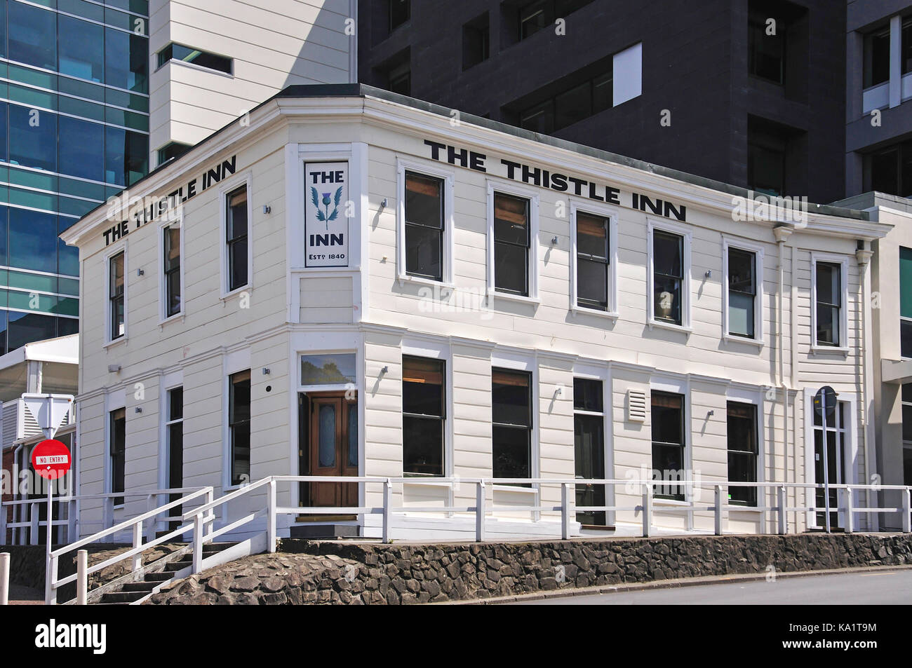 Die historische Thistle Inn (1820), Mulgrave Street, Thorndon, Wellington, Wellington Region, North Island, Neuseeland Stockfoto