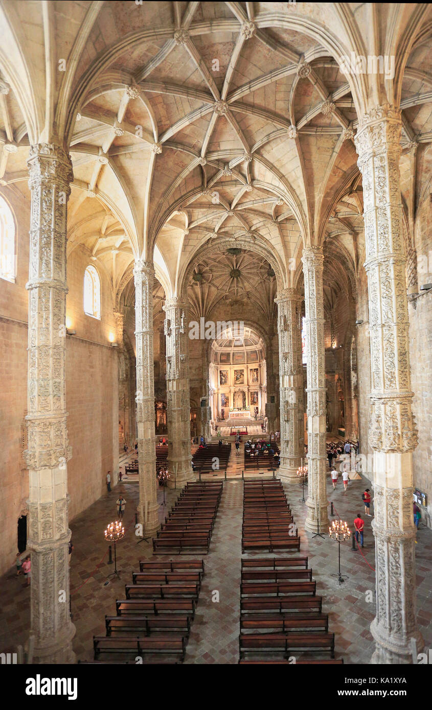 Lissabon, Portugal - Juli 05, 2017: Das Kloster Jeronimos Kloster oder Hieronymites, ist ein ehemaliges Kloster des Ordens des heiligen Hieronymus in der Nähe der Tejo Stockfoto