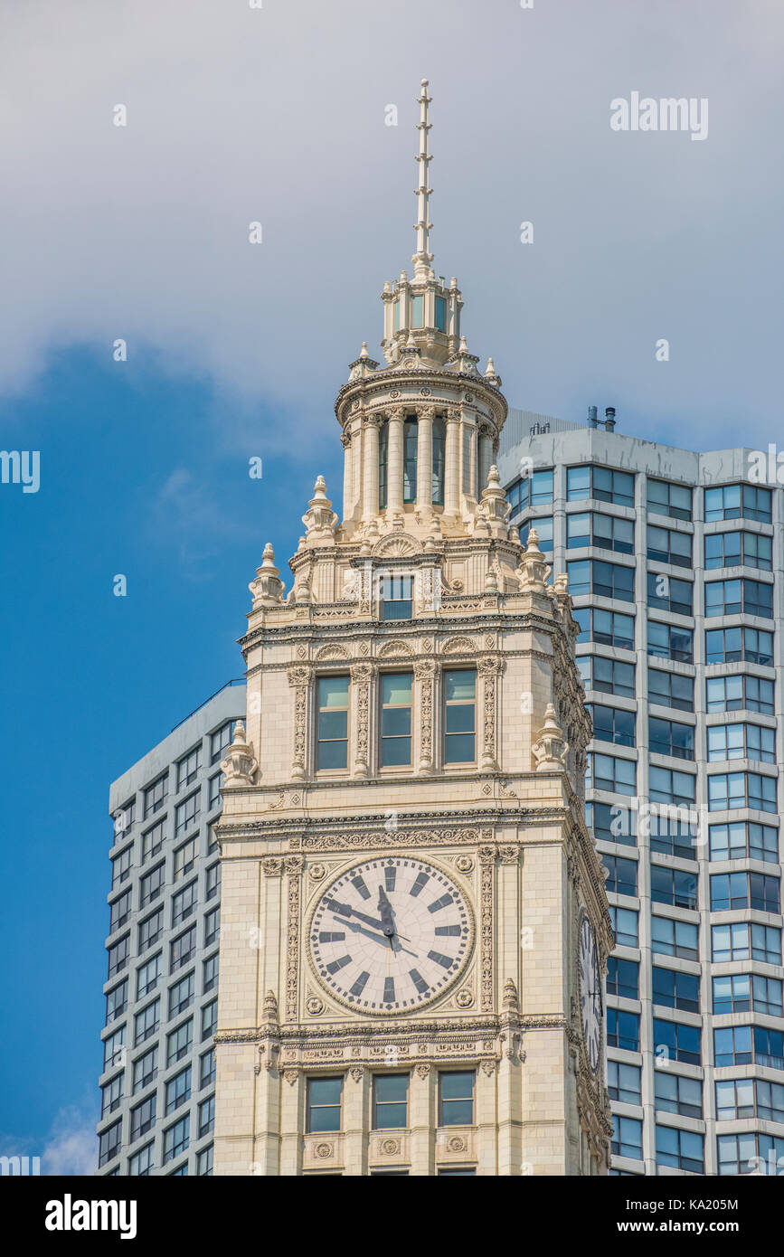 Chicago Skyline der Stadt und die Wrigley Building Stockfoto