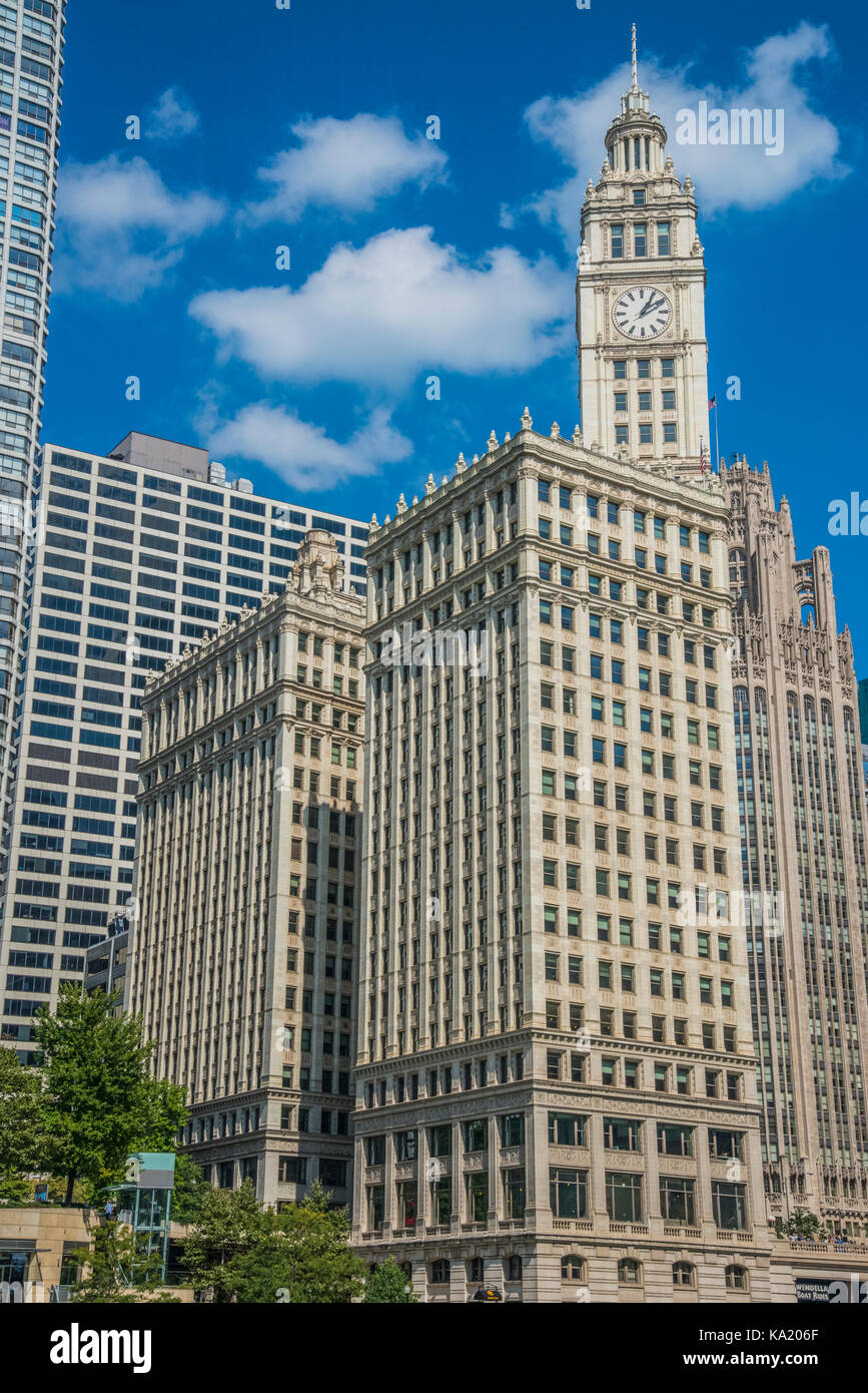 Chicago Skyline der Stadt und die Wrigley Building Stockfoto