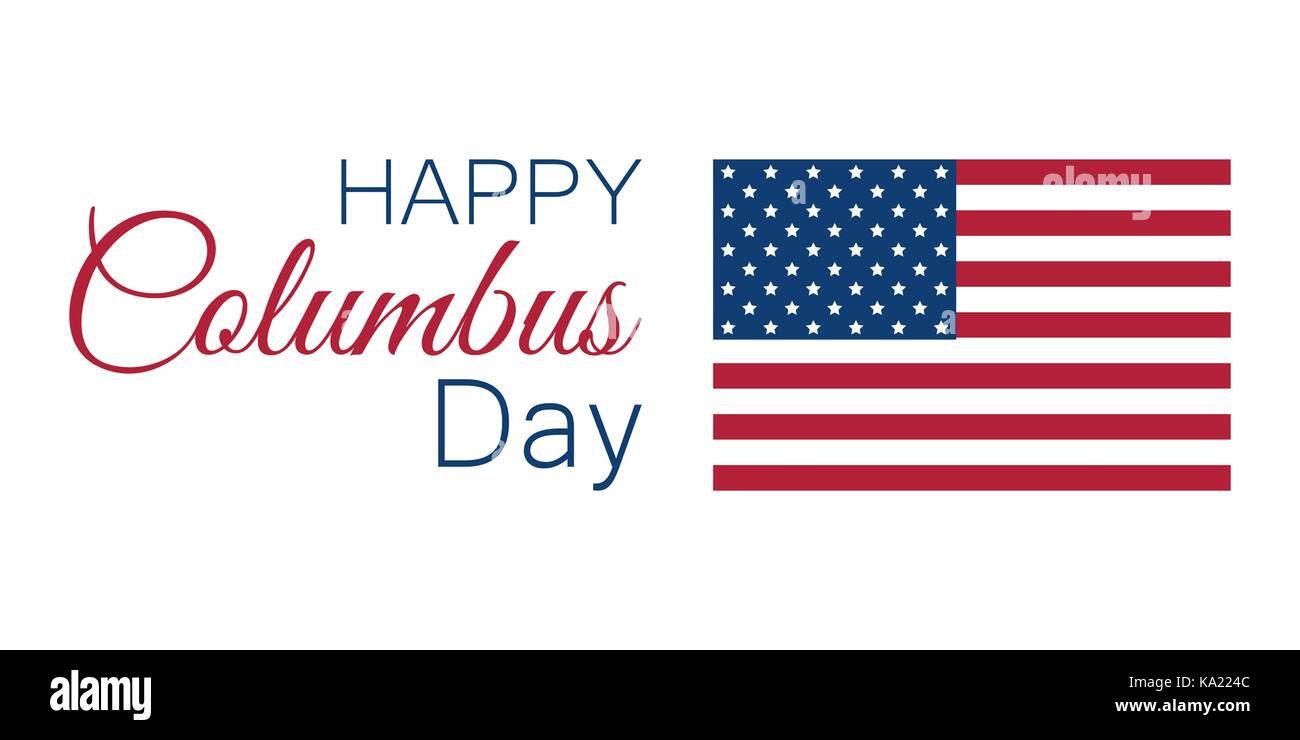 Columbus Day, dem Entdecker von Amerika, USA-Flagge und Kontinent, holiday Banner. Vector Illustration Stock Vektor