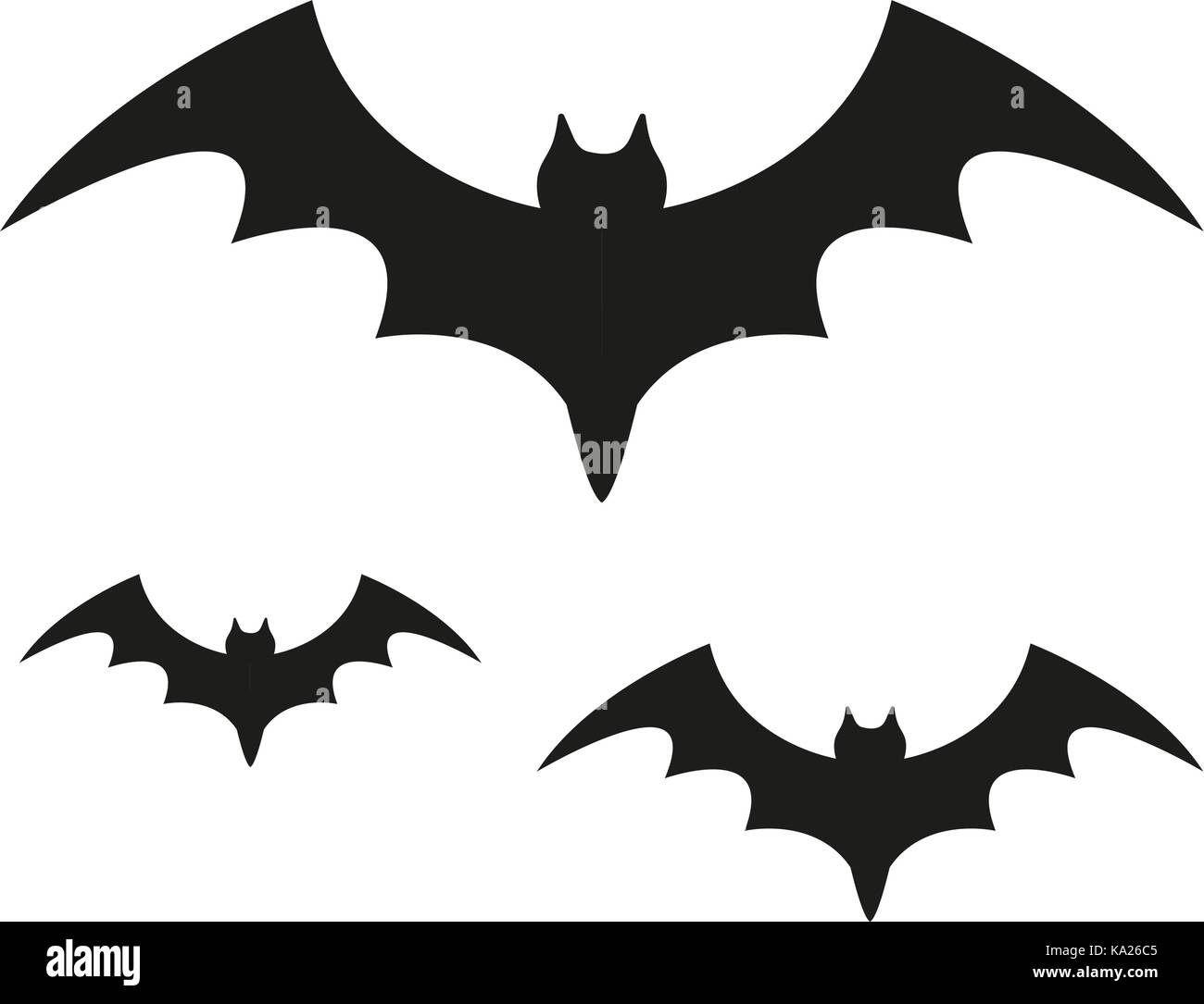 Bat schwarze Silhouette Symbol. Auf weissem Hintergrund. Halloween Konzept. Beängstigend flittermouse. Vector Illustration. Stock Vektor