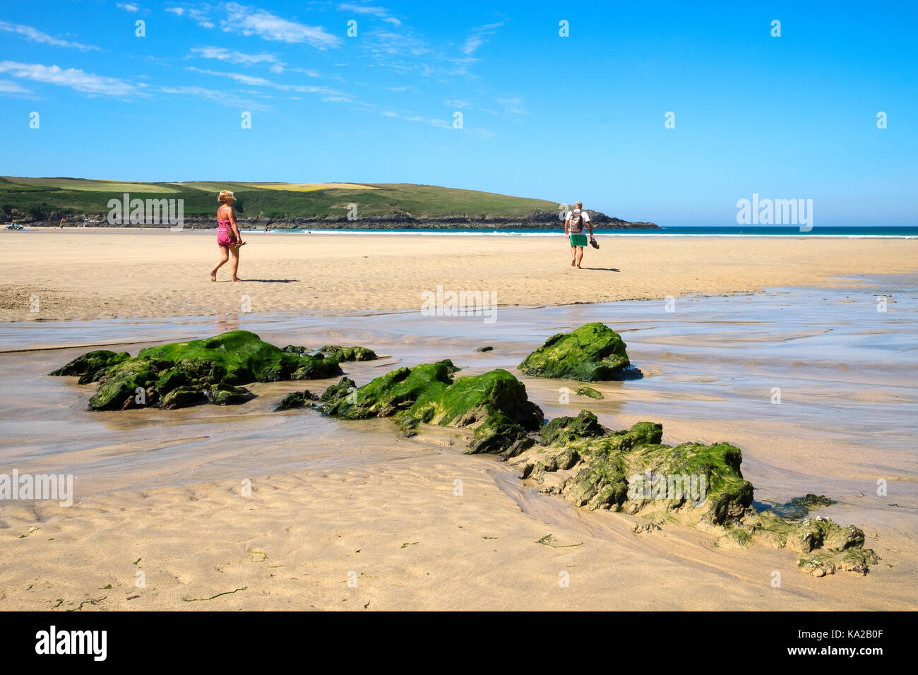 Sommer am Strand, pentire Crantock, Cornwall, England, Großbritannien, Großbritannien, Stockfoto