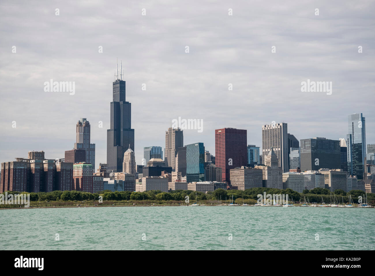 Chicago, Waterfront und Quay entlang des Lake Michigan Stockfoto