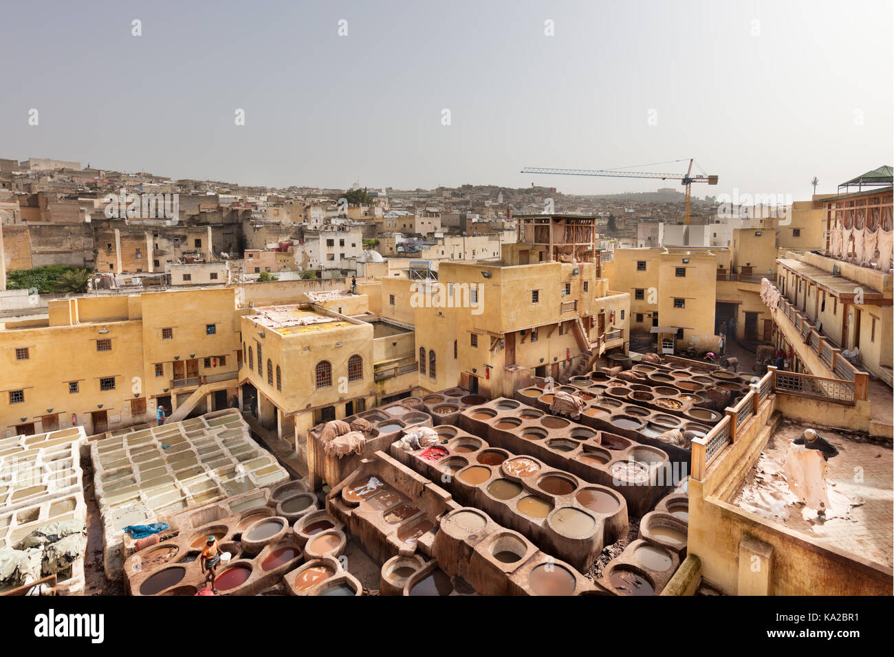 Chouara Gerbereien in Fez, Marokko Stockfoto