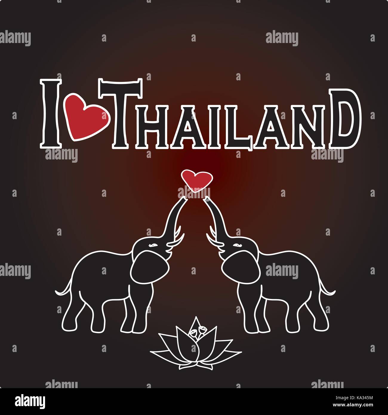 Ich liebe Thailand. Set Thai Vector Icons und Symbole, Vector