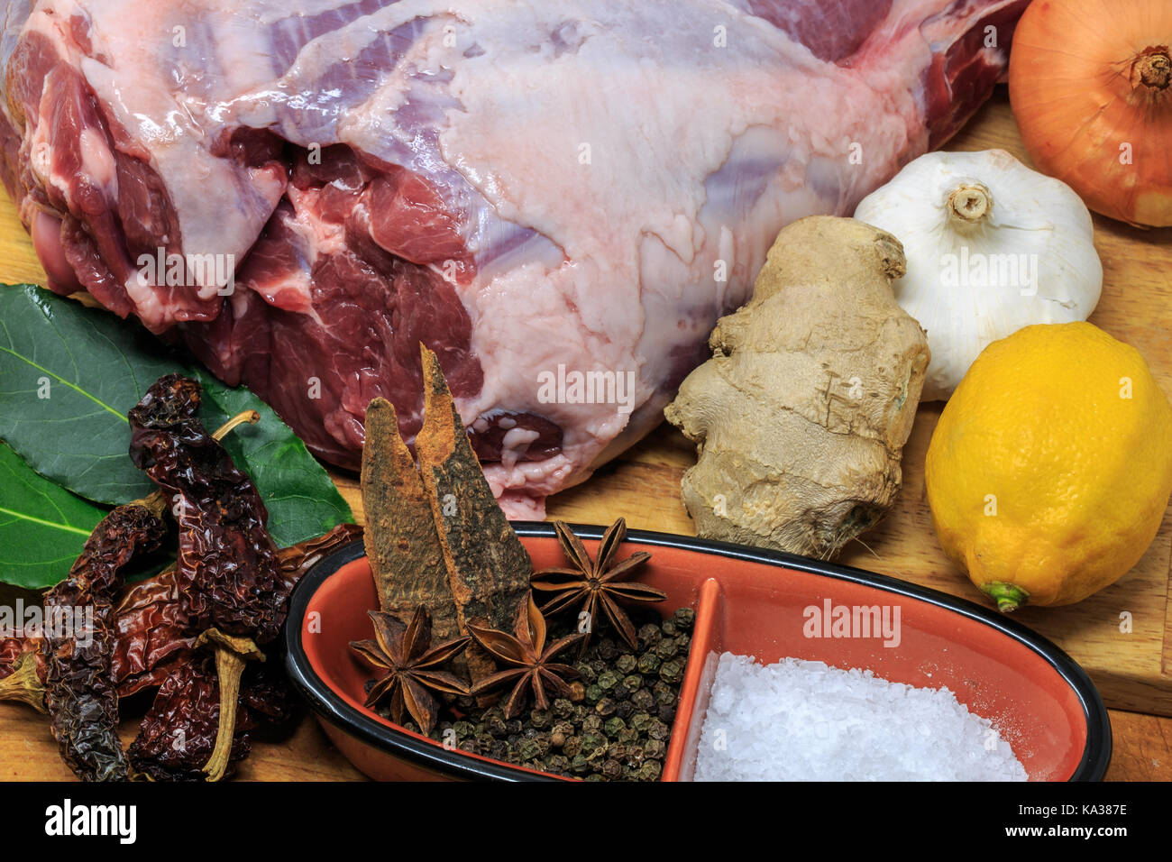 Lammkeule für einen Sonntagsbraten Stockfoto