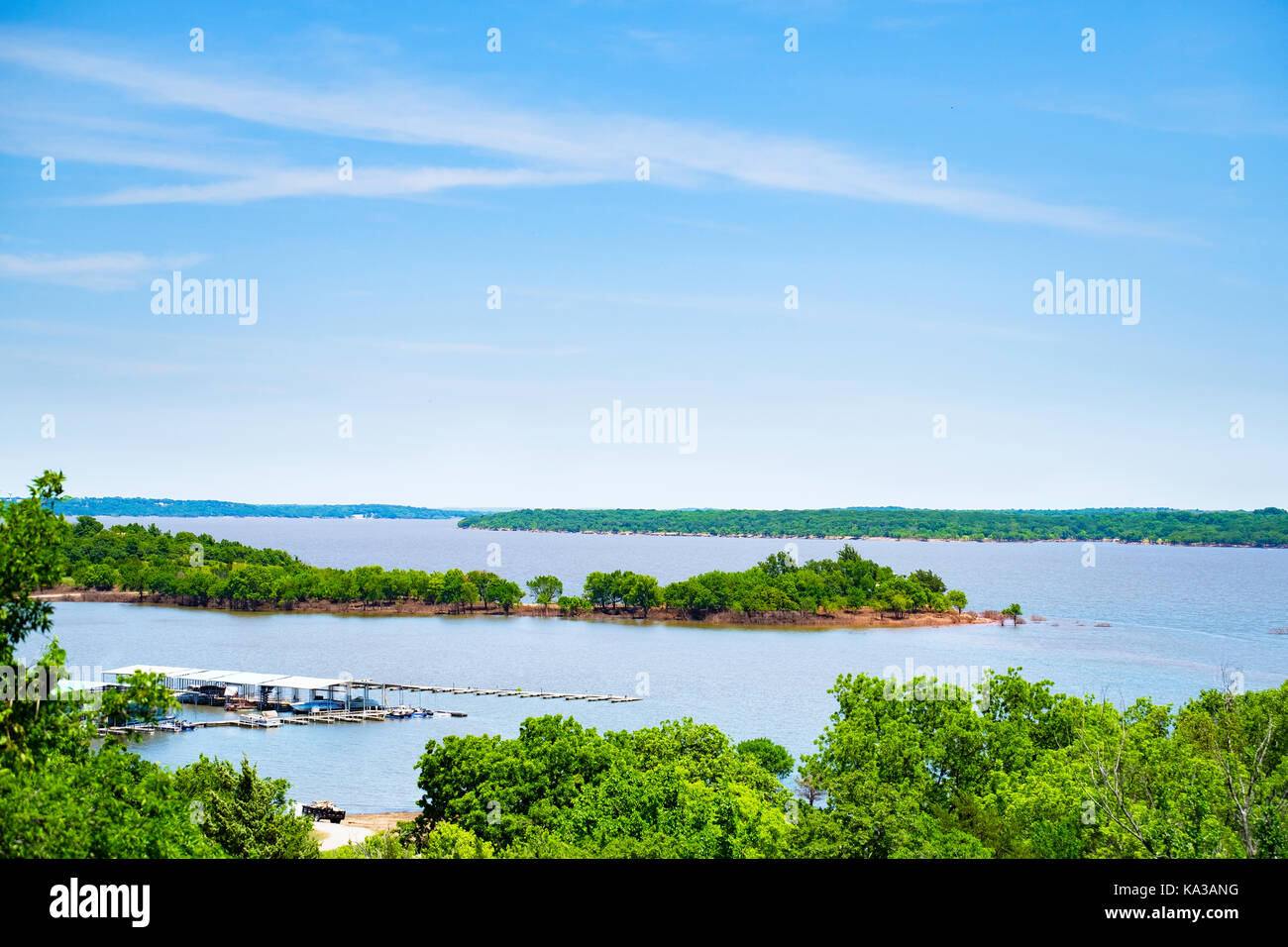 Kaw See, mit einem Wasserkraftwerk in North Central Oklahoma in der Nähe von Kaw City und Ponca City in Osage County, North Central Oklahoma, USA. Stockfoto