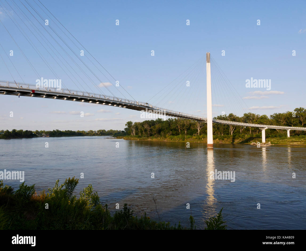 Bob Kerrey Fußgängerbrücke. Omaha, Nebraska. Stockfoto