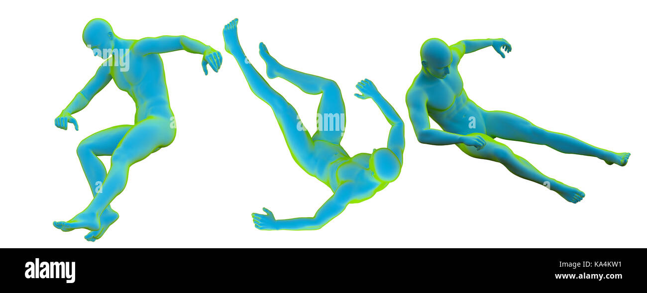 3D Rendering Illustration des menschlichen Kicking Stockfoto