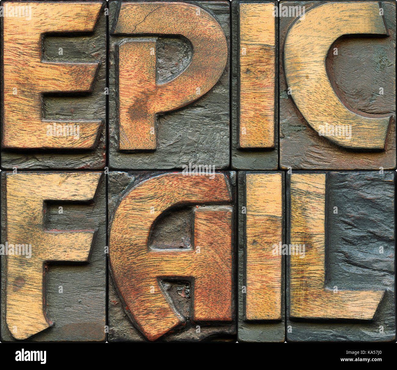 Epic Fail Label besteht aus alten Holz- Buchdruck Typ Stockfoto