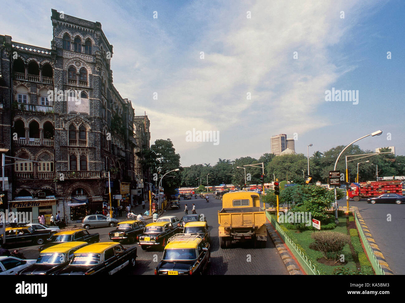 Taxi auf sp Mukherjee Chowk, Mumbai, Maharashtra, Indien, Asien Stockfoto
