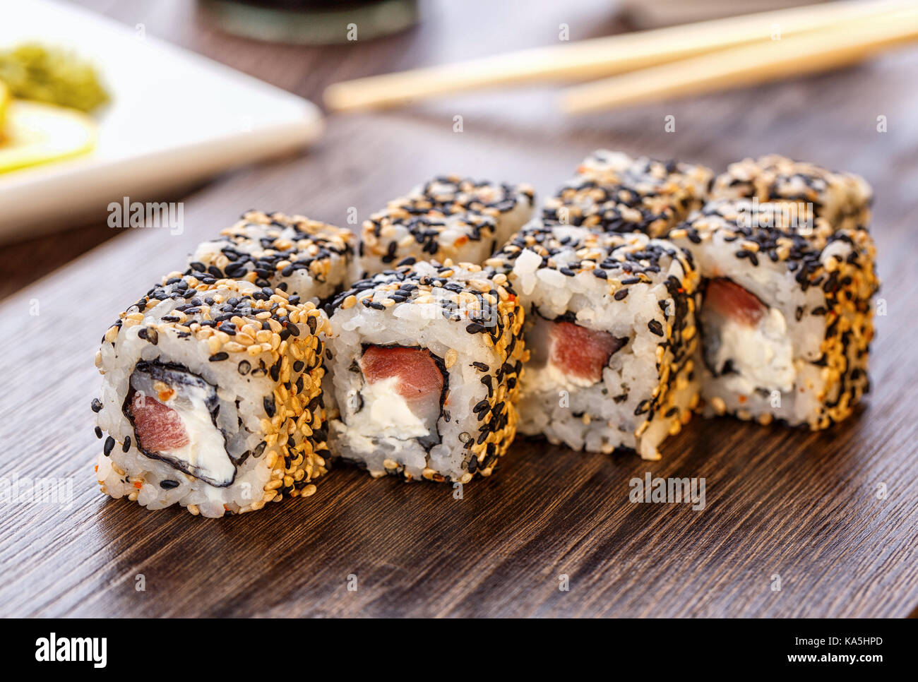 Japanisches Sushi Essen Stockfoto Japanisches Sushi Essen Stockfoto