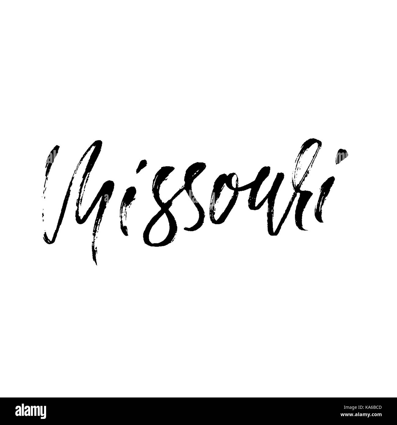 Missouri. Moderne trockene Bürste Schriftzug. Retro Typographie drucken. Vektor handschriftliche Beschriftung. USA Staat. Stock Vektor