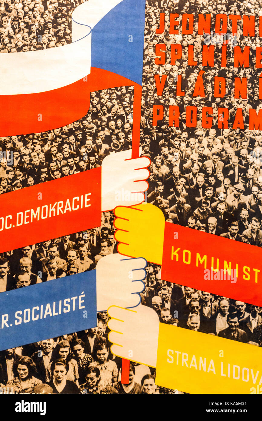 Die Tschechoslowakei Kommunismus, Plakat, Museum des Kommunismus, Prag, Tschechische Republik Stockfoto