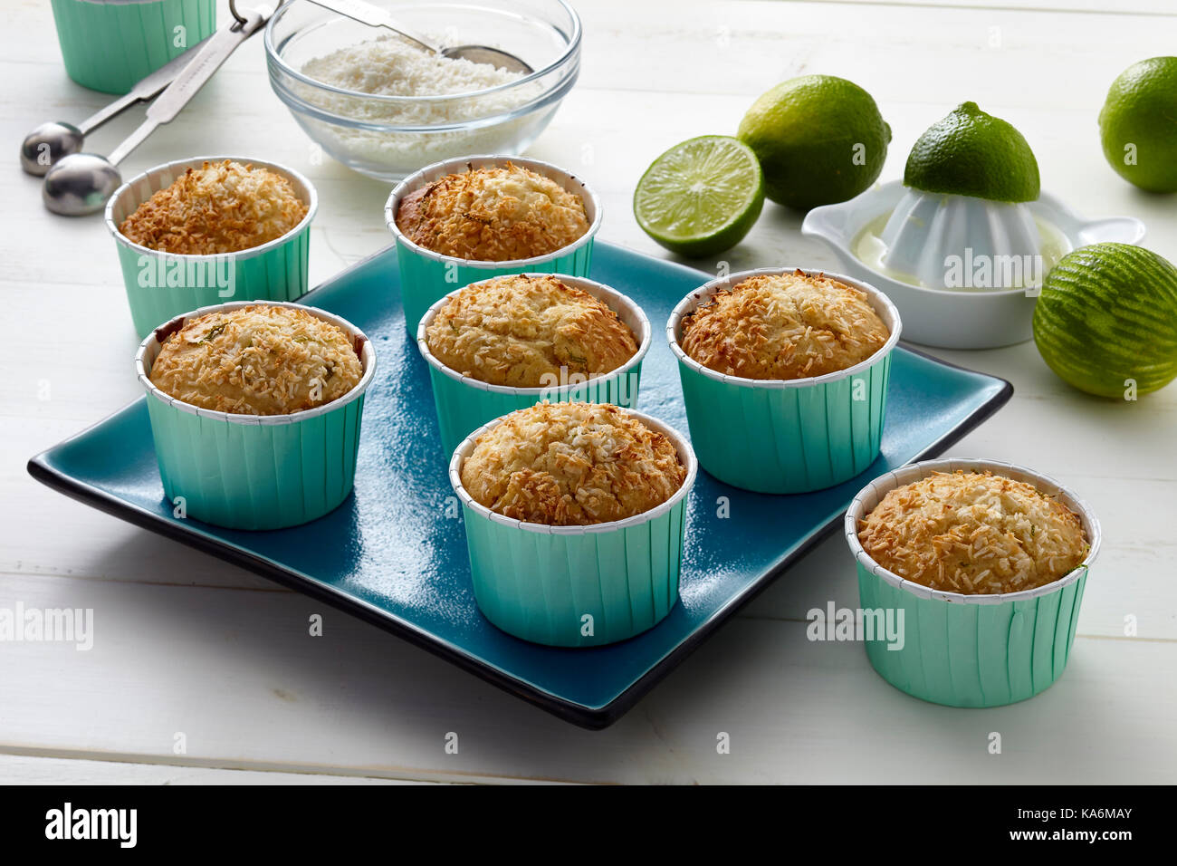 Tropische Kalk und Kokosnuss cookies Stockfoto