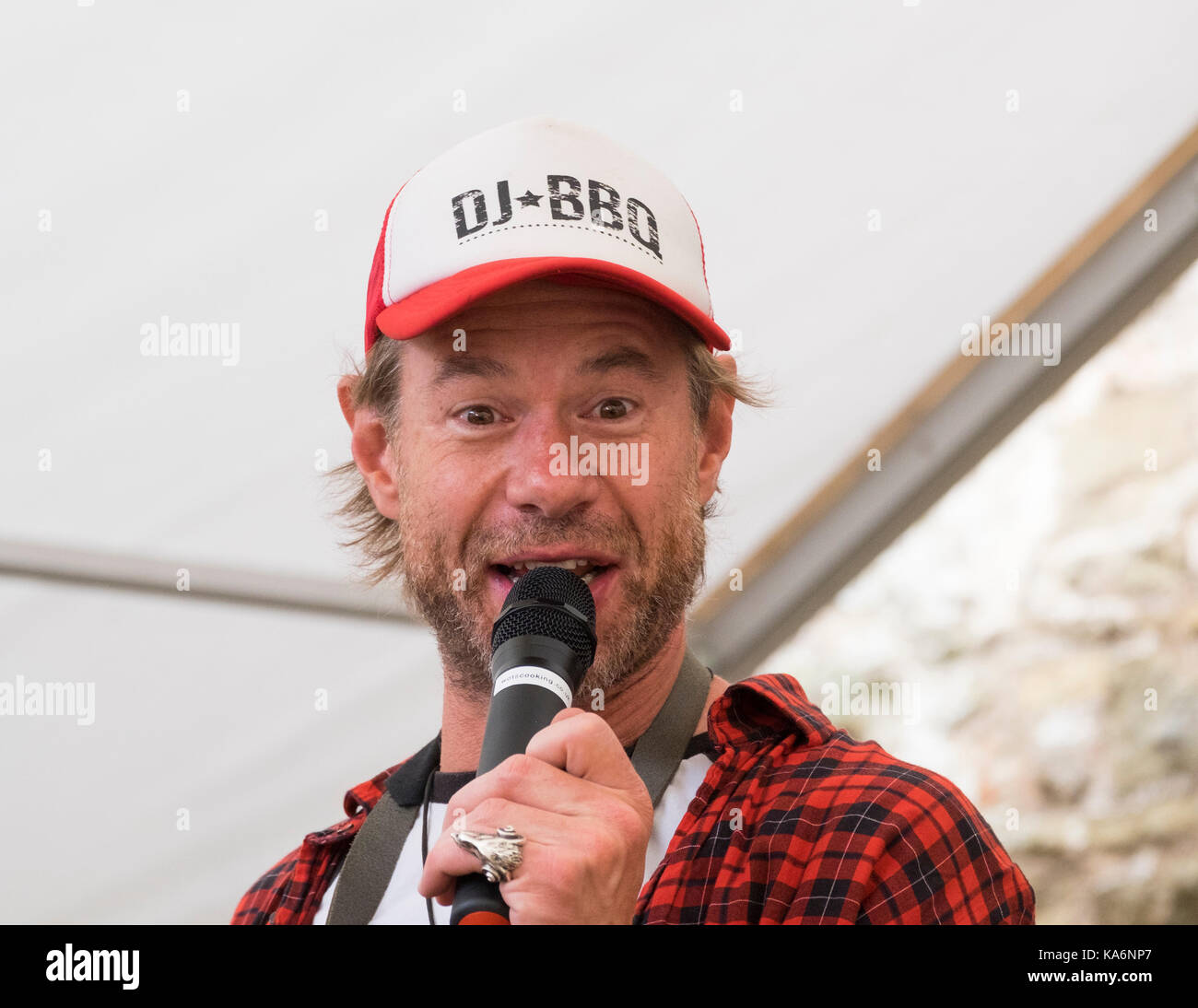 DJ BBQ, das Feuer Küche, Ludlow 2017 Food Festival. Stockfoto