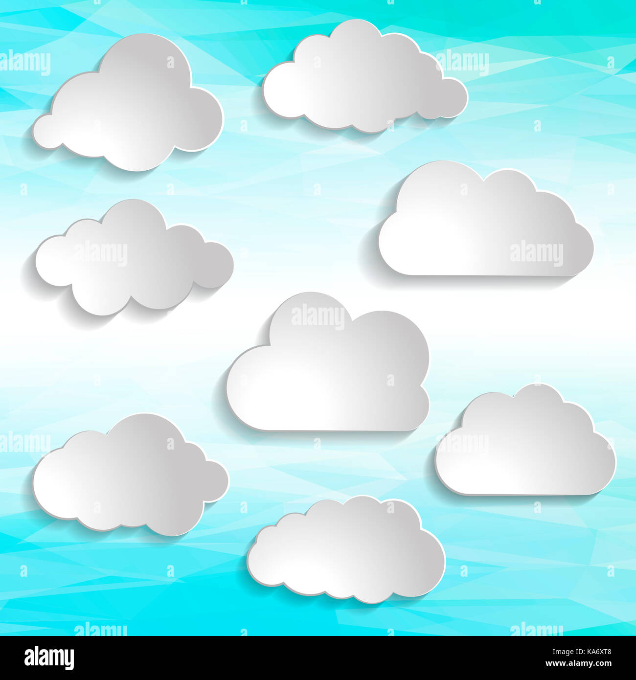Abbildung: Wolken Sammlung auf abstrakten glatten Hellblau Perspektive Hintergrund Stockfoto