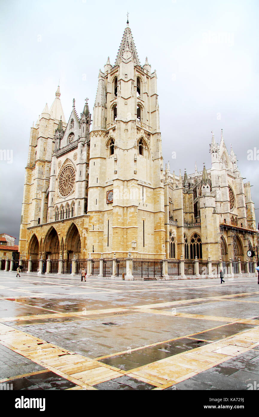 Leon Cathedral, Castilla y Leon. Spanien. Stockfoto