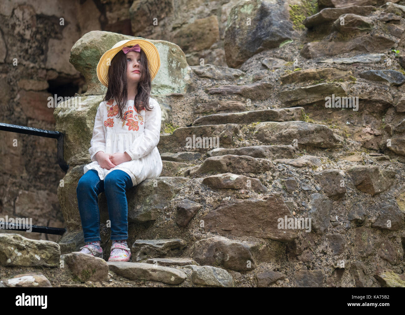 Abenteuer bei Crichton Castle in der Nähe von Edimburgh Stockfoto