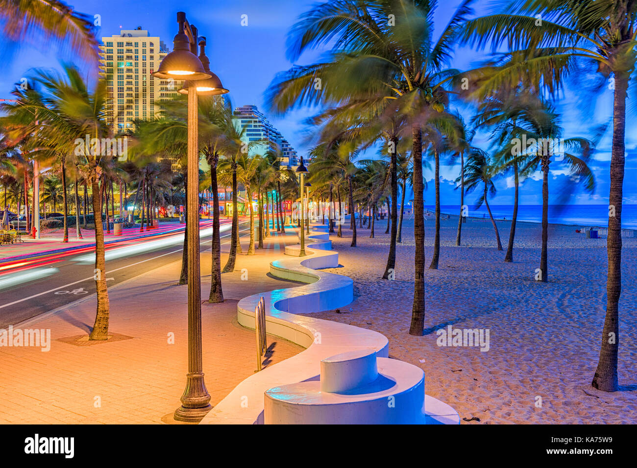 Ft. Lauderdale, Florida, USA am Strand Strip. Stockfoto