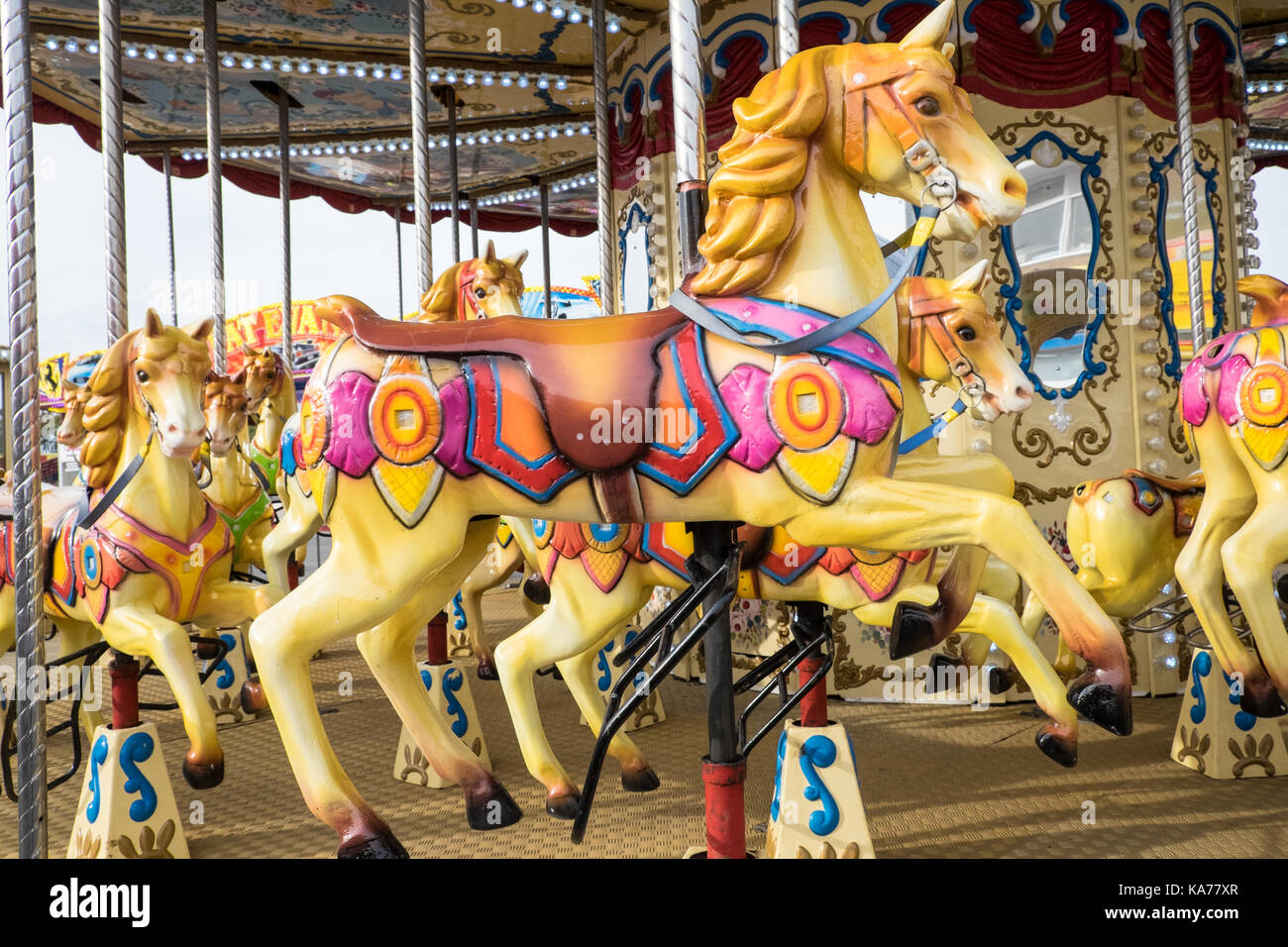 Coney Island Coney Strand, Strand, Strand, Spass, Kirmes, Rummelplatz, Attraktion, Attraktionen, Fahrgeschäfte, Porthcawl, Brigend, Süden, Wales, Großbritannien, Großbritannien, Europa, Stockfoto