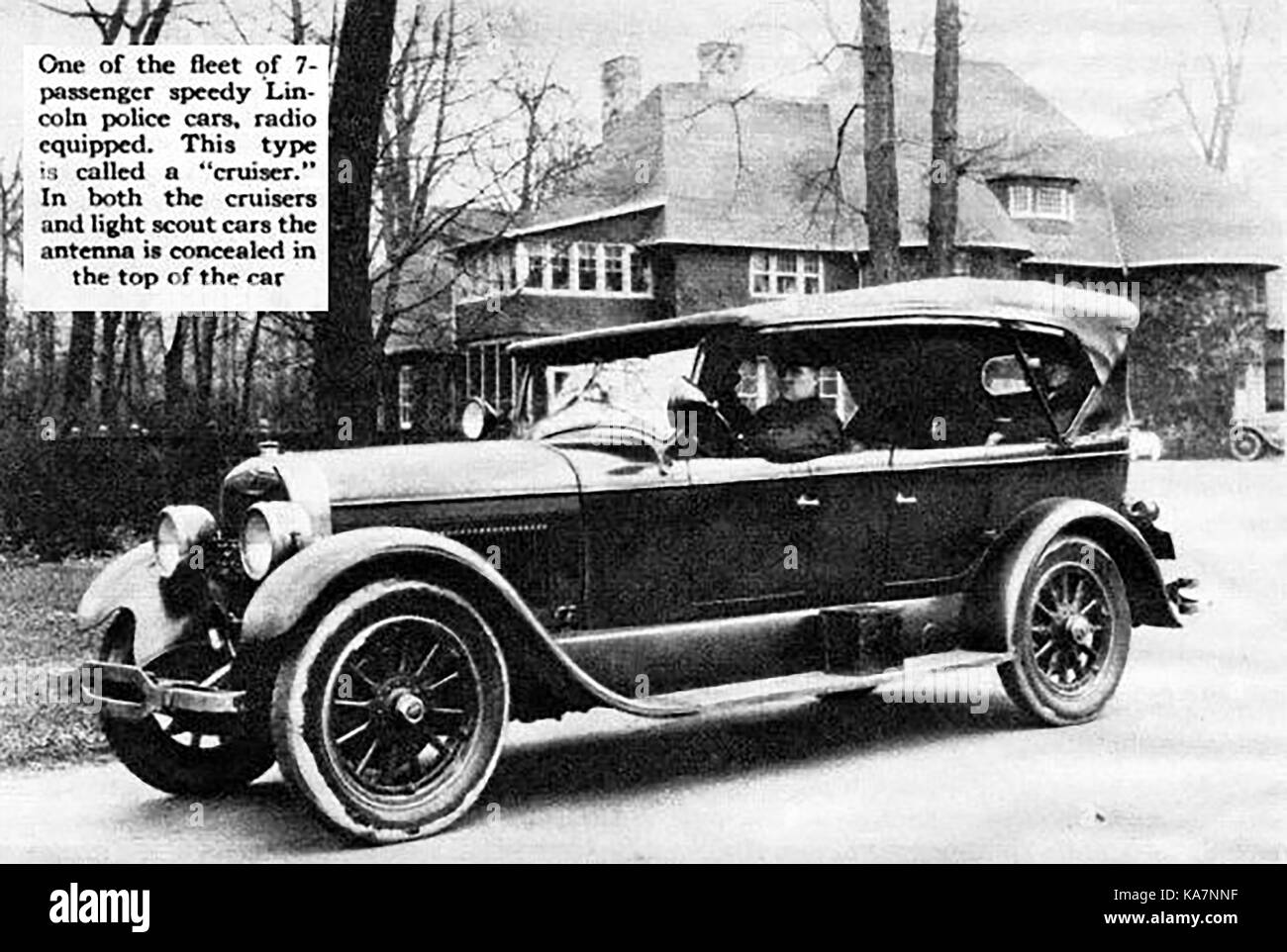 1930 - Detroit - eine neue Flotte von Lincoln Polizei Autos mit Funkgeräten ausgestattet Stockfoto