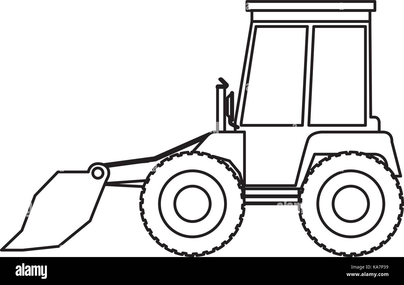 Bulldozer flachbild Symbol einfarbige Silhouette Stock Vektor