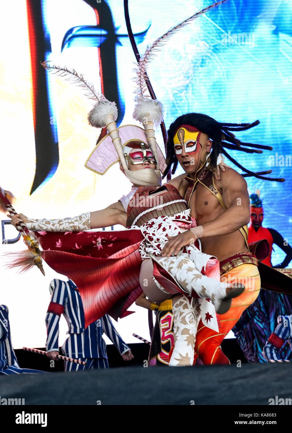 Las Vegas, USA. 24 Sep, 2017. Cirque du Soleil auf der Bühne am Leben ist schön Festival Tag 3 in der Innenstadt von Las Vegas - Photo Credit, Credit: Ken Howard/Alamy leben Nachrichten Stockfoto