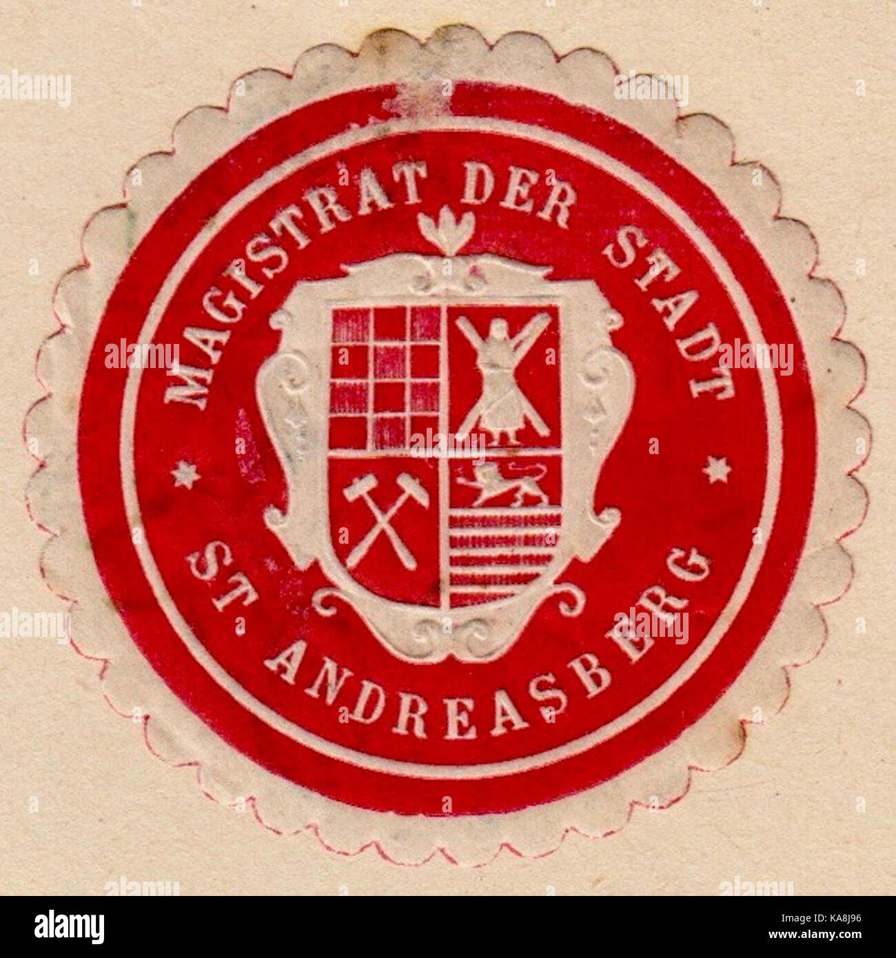 Sankt Andreasberg Siegel des Magistrat der Bergstadt 2 Stockfoto
