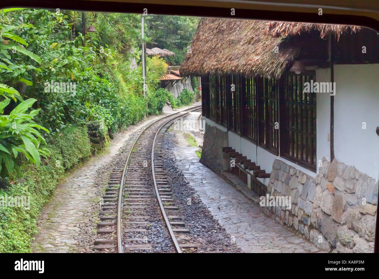 Bahn Rail Track nach Machu Picchu, Peru. Stockfoto