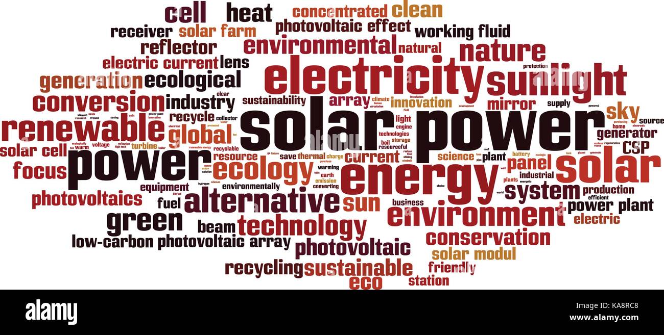 Solar Power word cloud Konzept. Vector Illustration Stock Vektor