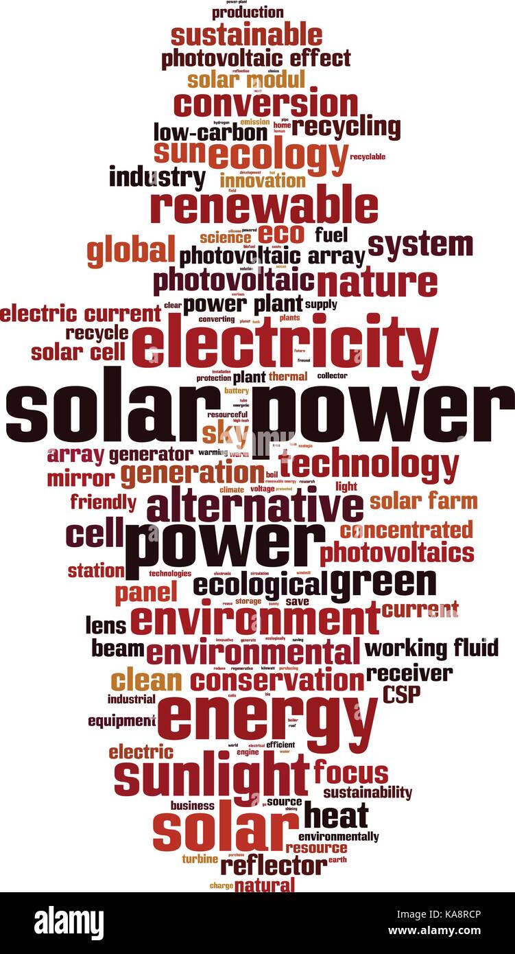 Solar Power word cloud Konzept. Vector Illustration Stock Vektor