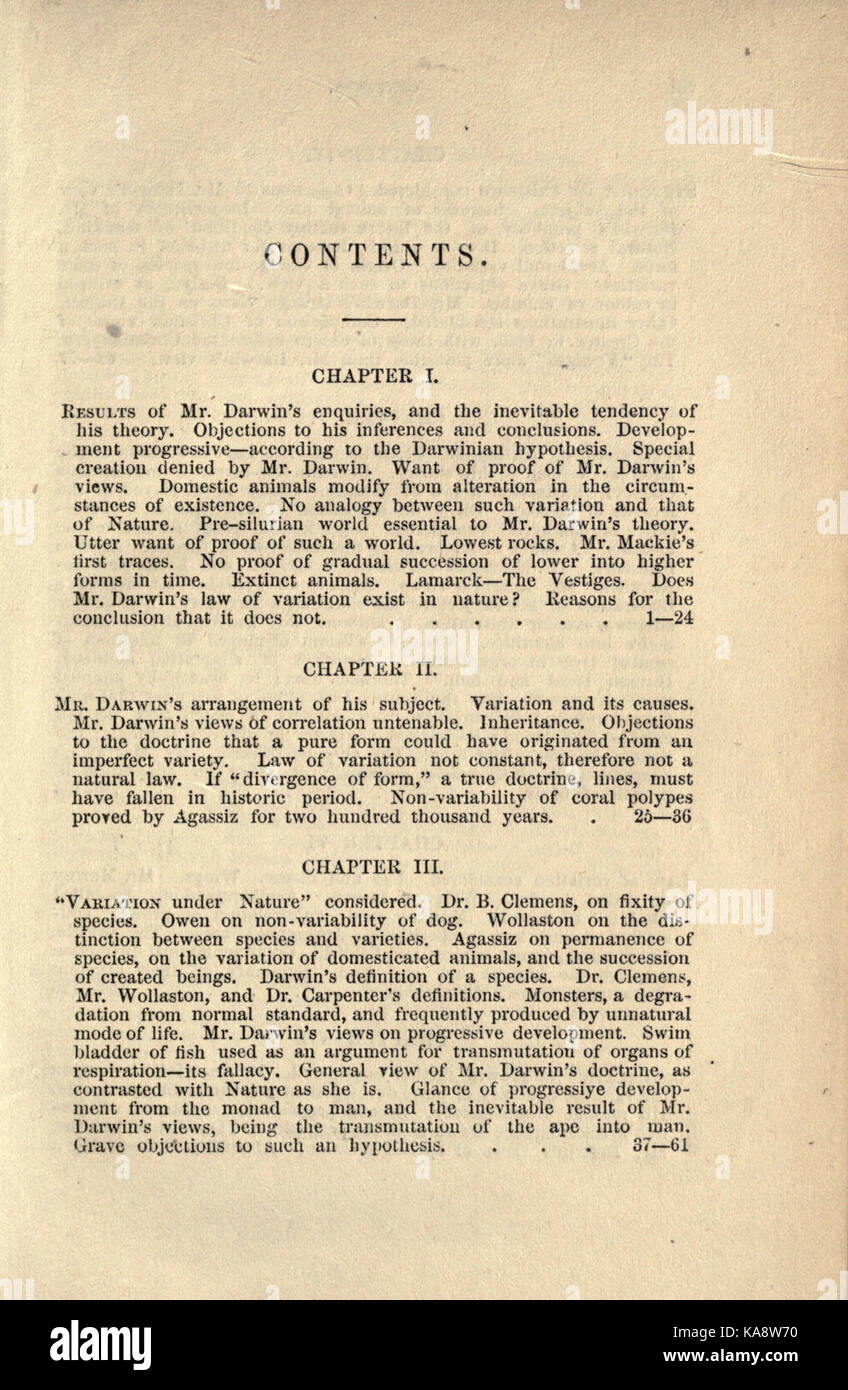 Arten, die nicht transmutable, noch das Ergebnis der sekundären Ursachen BHL 17324474 Stockfoto