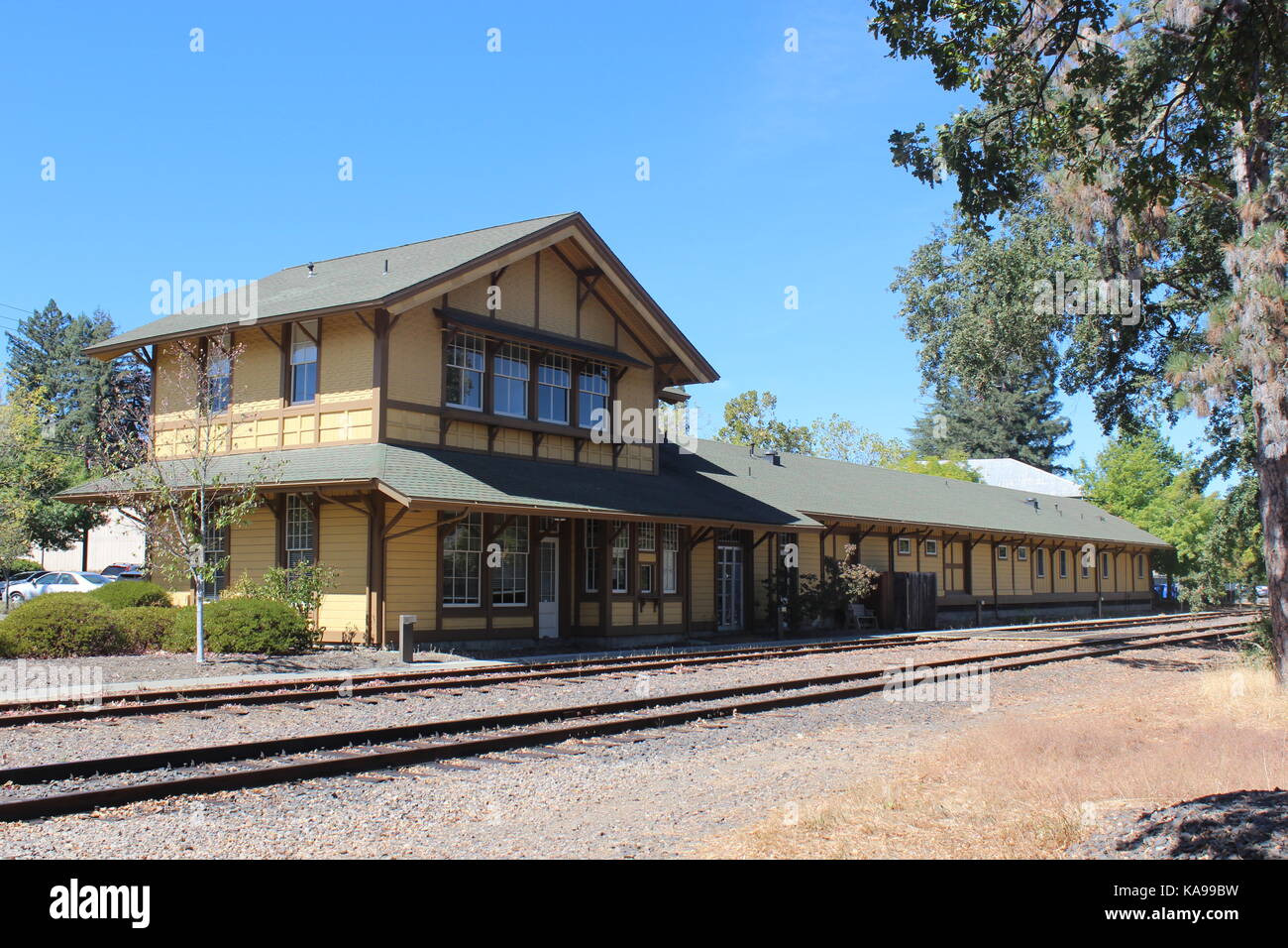 Southern Pacific Railroad Depot, St. Helena, Napa Valley, Kalifornien Stockfoto