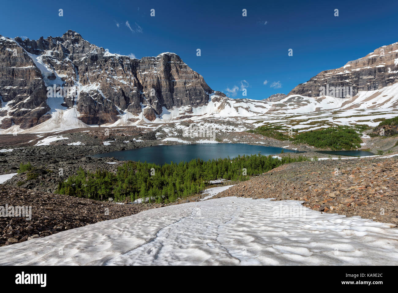 Schöne Eiffel See in der kanadischen Rockies, Trail von Morein Lake, Kanada. Stockfoto