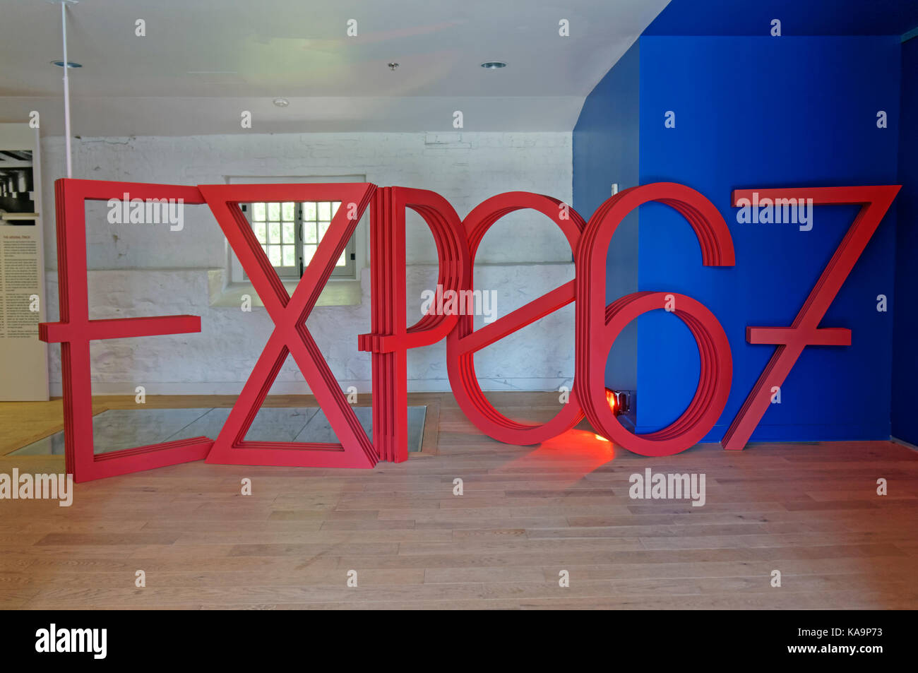 Expo 67 Skulptur im Stewart Museum oder Musee Stewart im Parc Jean-Drapeau Park auf Saint Helen's Island Montreal, Quebec, Kanada Stockfoto