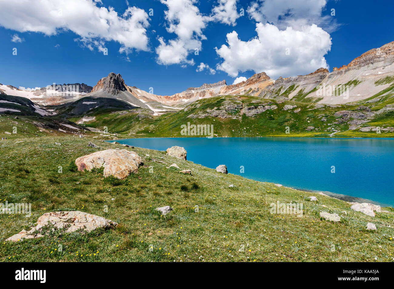 Pilot Knob (13.738 ft.) und Eissee, Eis Seebecken, San Juan National Forest, Colorado USA Stockfoto