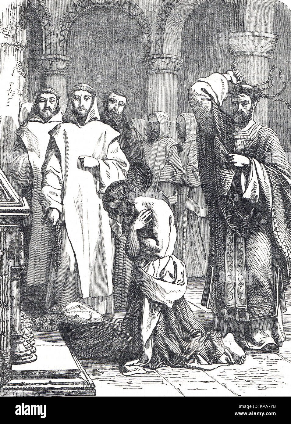 König Heinrich II. Tut Buße an das Grabmal von Thomas Becket, Canterbury, 12. Juli 1174 Stockfoto