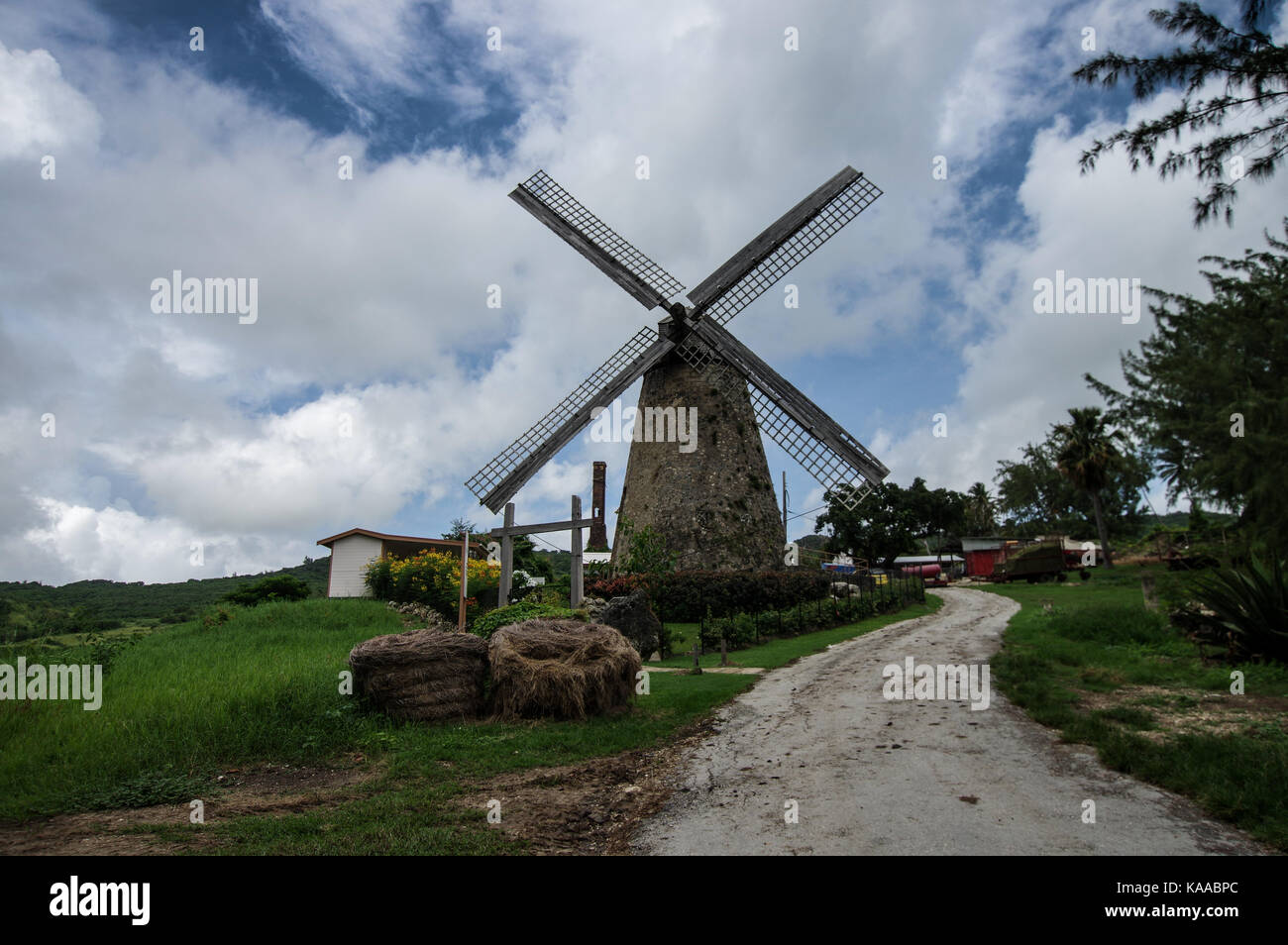 Morgan Lewis Windmill in St. Andrew, Barbados - eine von nur zwei Arbeitstagen Zuckerfabriken in der Welt Stockfoto