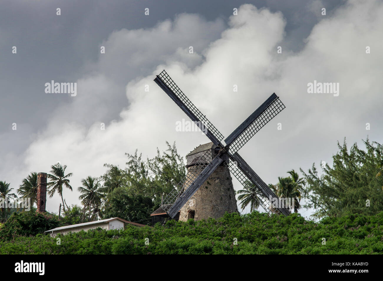 Morgan Lewis Windmill in St. Andrew, Barbados - eine von nur zwei Arbeitstagen Zuckerfabriken in der Welt Stockfoto