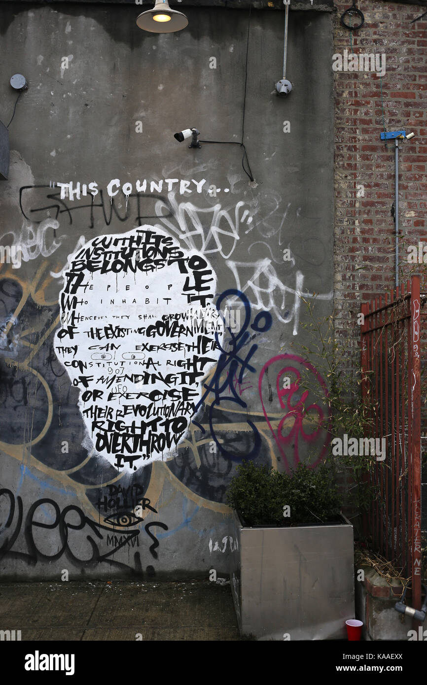 BROOKLYN, NEW YORK, USA - MÄRZ 2017 - Graffiti mit der Abraham Lincoln Gesicht in der it Stockfoto