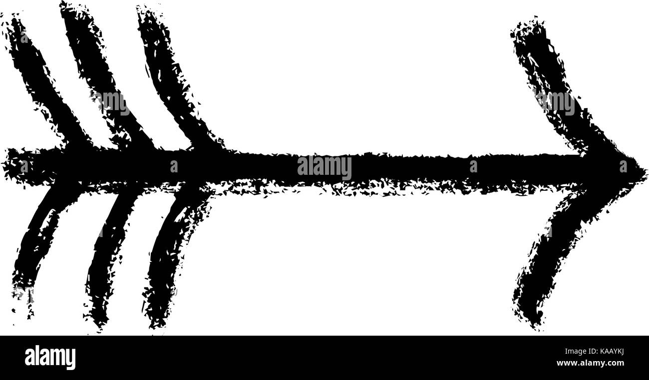 Der schwarze Pfeil Zeichen gemalt von paint Pinselstrich. Tinte Zeichnung in handgefertigten Technik erstellt. Schnelle und einfache recolorable Form. Vector Illustration Stock Vektor