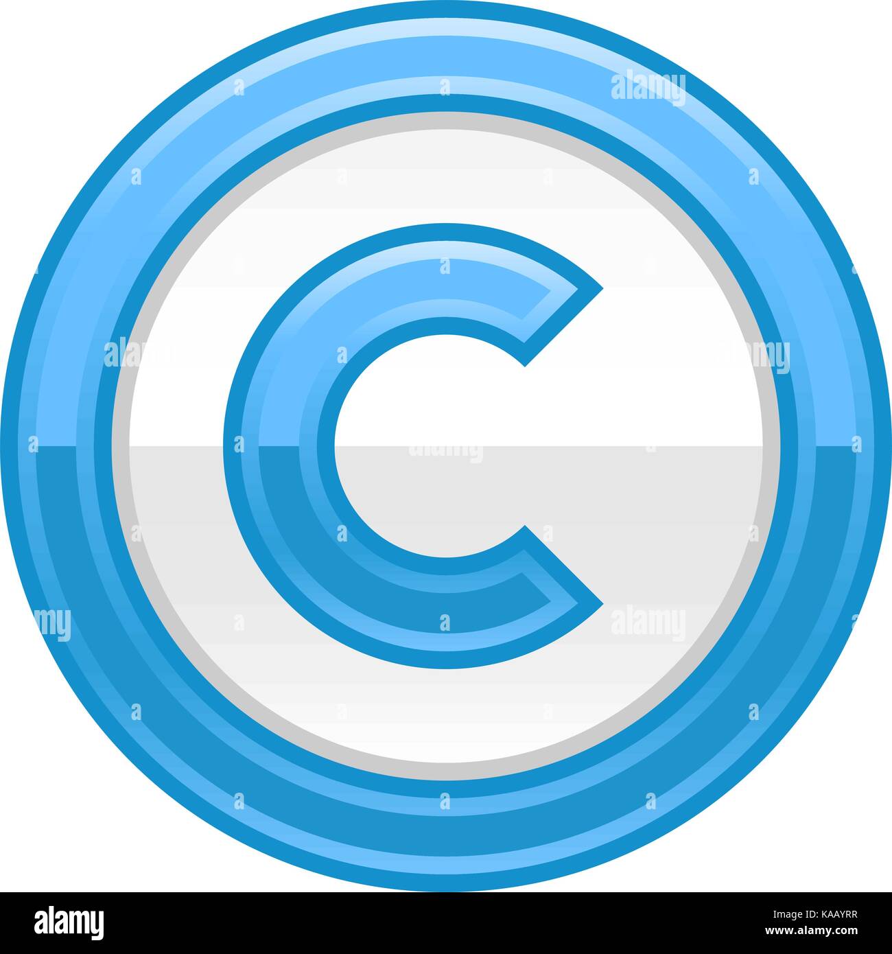 Das Copyright Symbol oder Copyright Zeichen, ein Eingekreister Großbuchstabe c farbige Schaltfläche web Internet Symbol mit © Zeichen abgerundet. Vector Illustration Stock Vektor